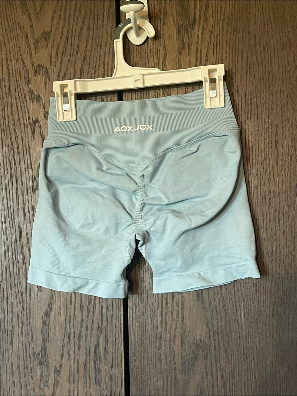ALO Yoga Light Blue High-Waist Bike Shorts - Picture 2 of 3